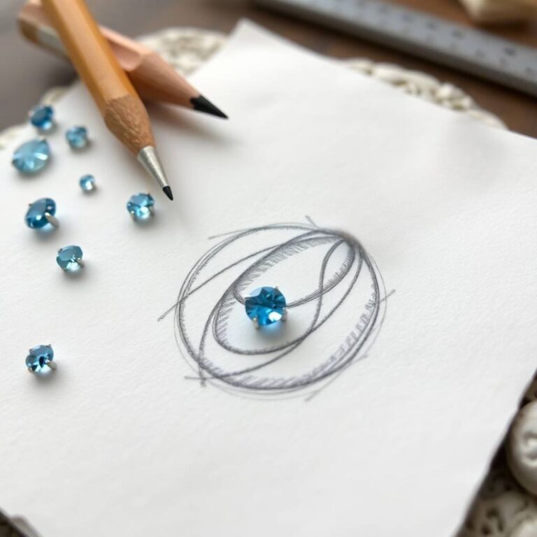 blauwe zirconias die op een ontwerp van een hanger liggen.